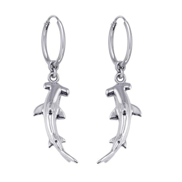 Hammerhead Shark Silver Hoop Earrings TER1934 - Jewelry